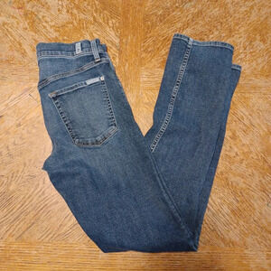 7 For All Mankind Slimmy Women Sz 29/30 Dark Wash Blue Stretch Denim USA see pic